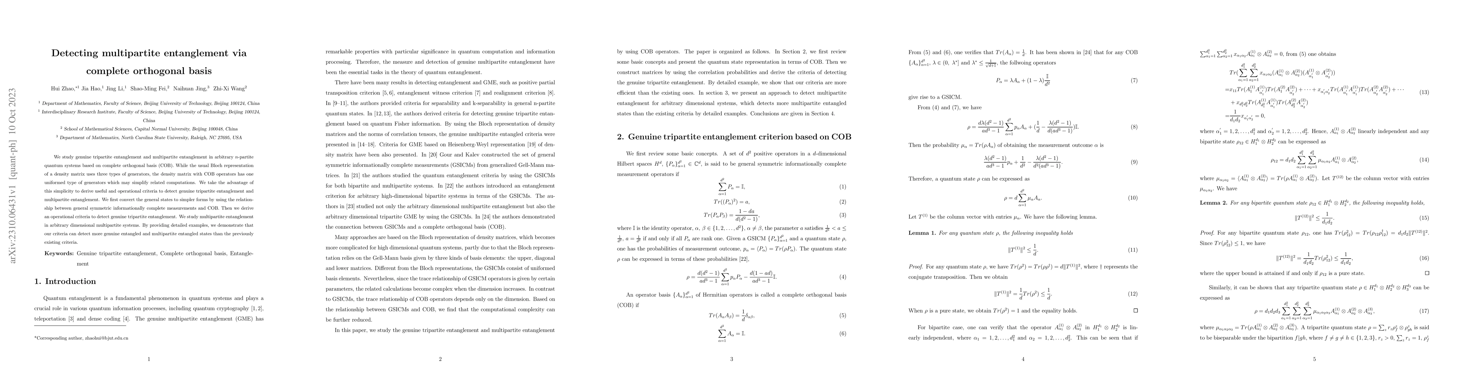 Thumbnail for Detecting multipartite entanglement via complete orthogonal basis