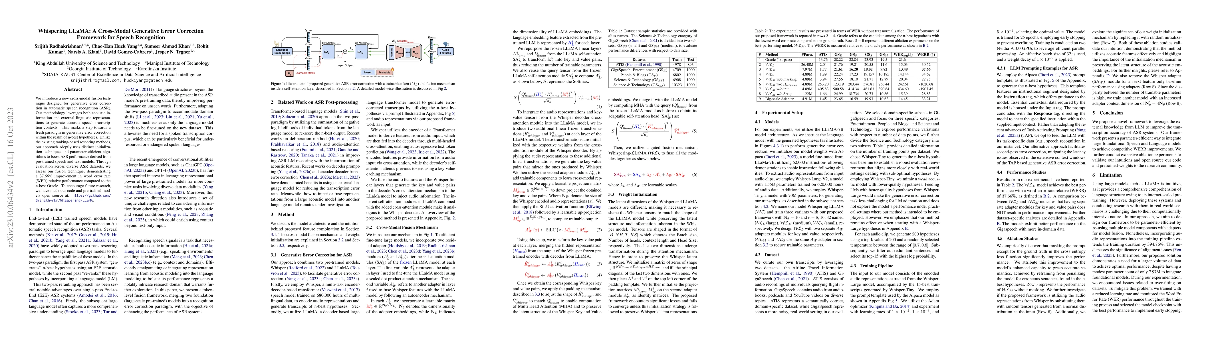 Thumbnail for Whispering LLaMA: A Cross-Modal Generative Error Correction Framework
  for Speech Recognition