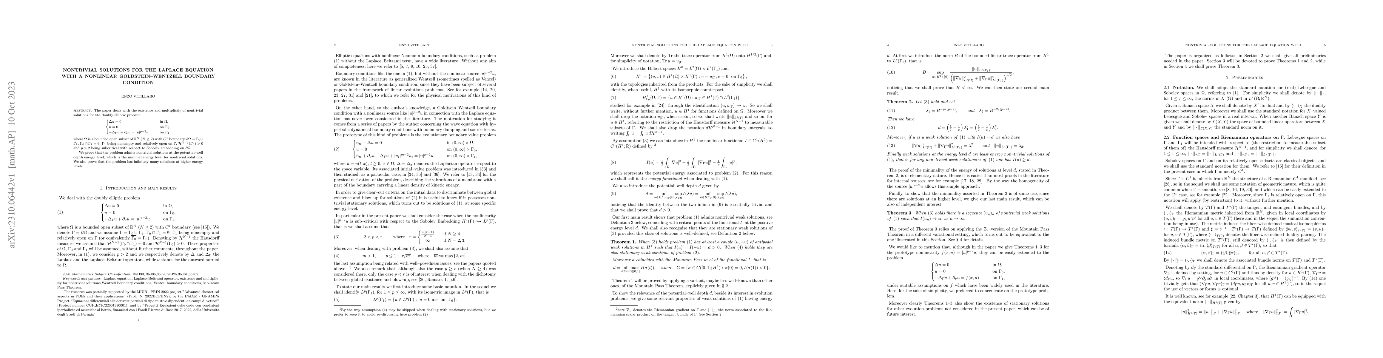 Thumbnail for Nontrivial solutions for the Laplace equation with a nonlinear
  Goldstein-Wentzell boundary condition