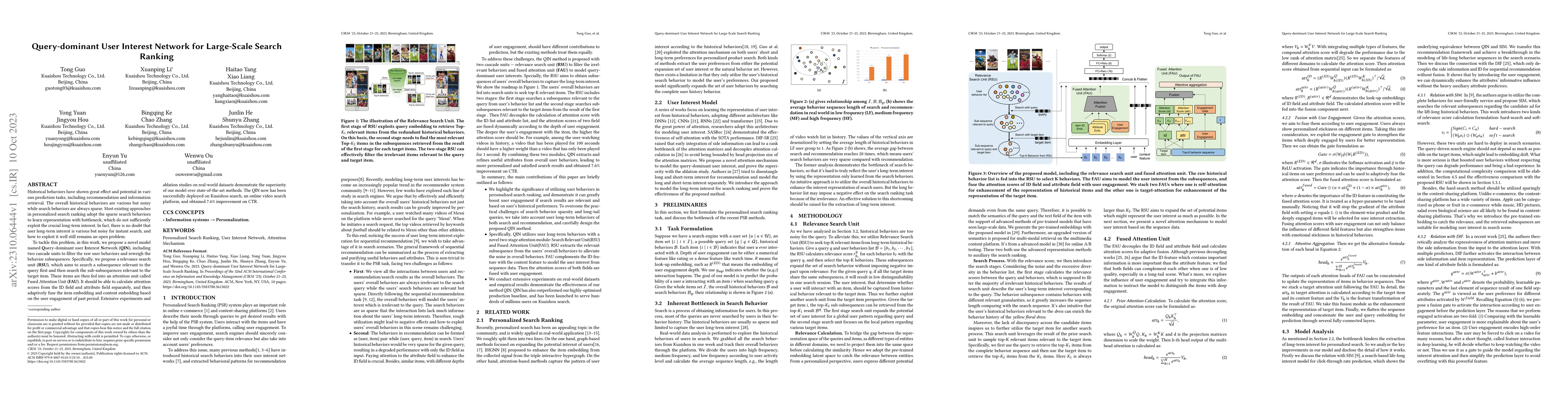 Thumbnail for Query-dominant User Interest Network for Large-Scale Search Ranking