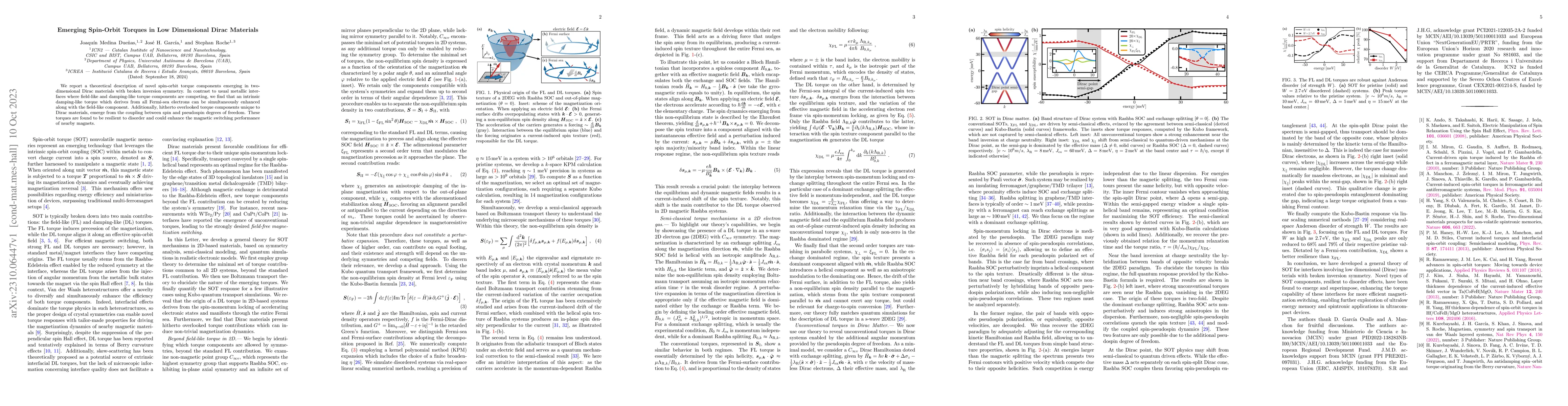 Thumbnail for Emerging Spin-Orbit Torques in Low Dimensional Dirac Materials