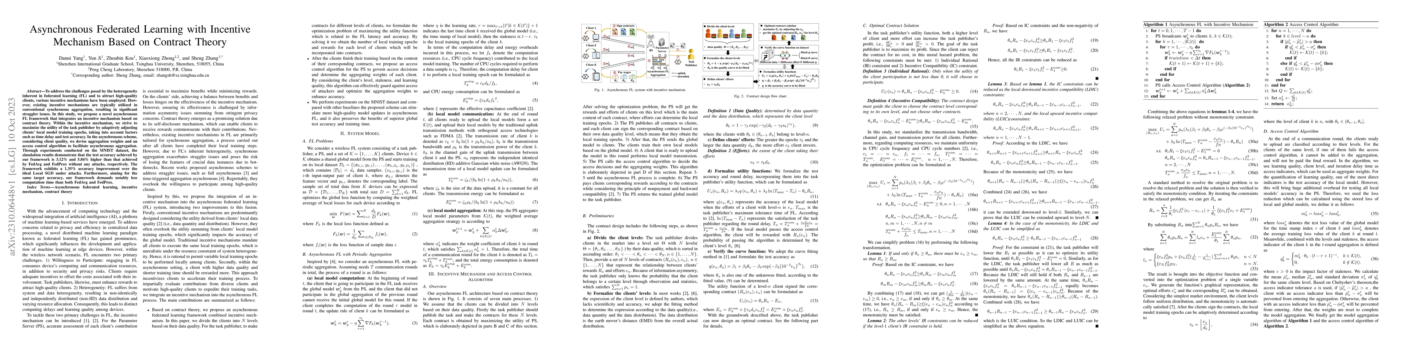 Thumbnail for Asynchronous Federated Learning with Incentive Mechanism Based on
  Contract Theory