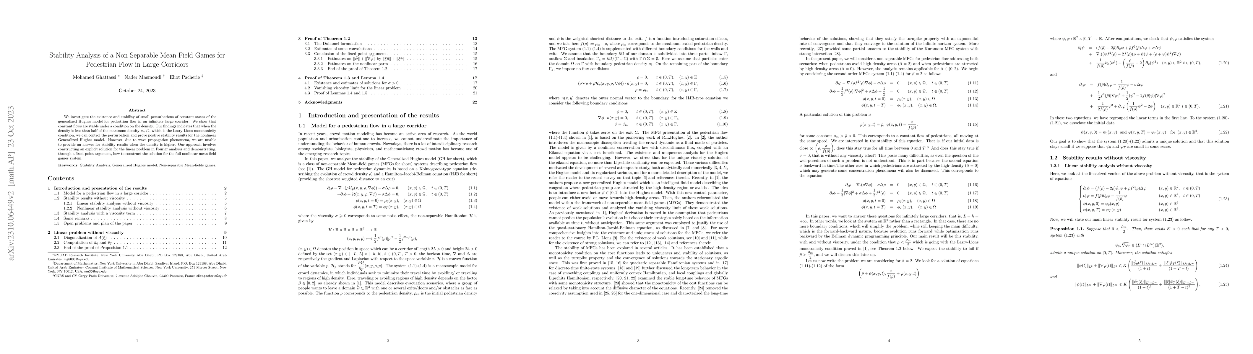Thumbnail for Stability Analysis of a Non-Separable Mean-Field Games for Pedestrian
  Flow in Large Corridors