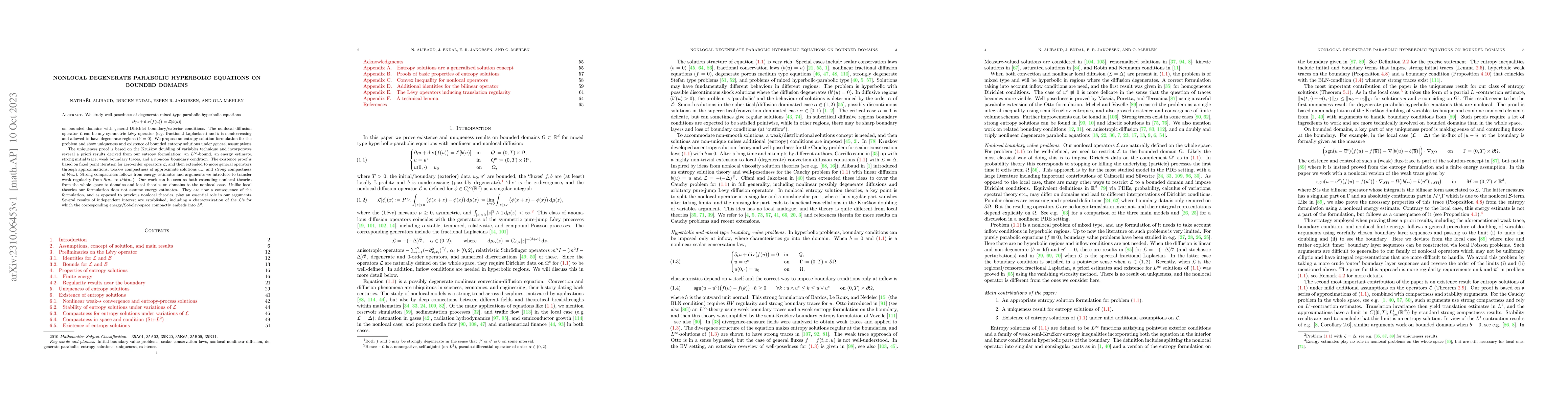 Thumbnail for Nonlocal degenerate parabolic hyperbolic equations on bounded domains