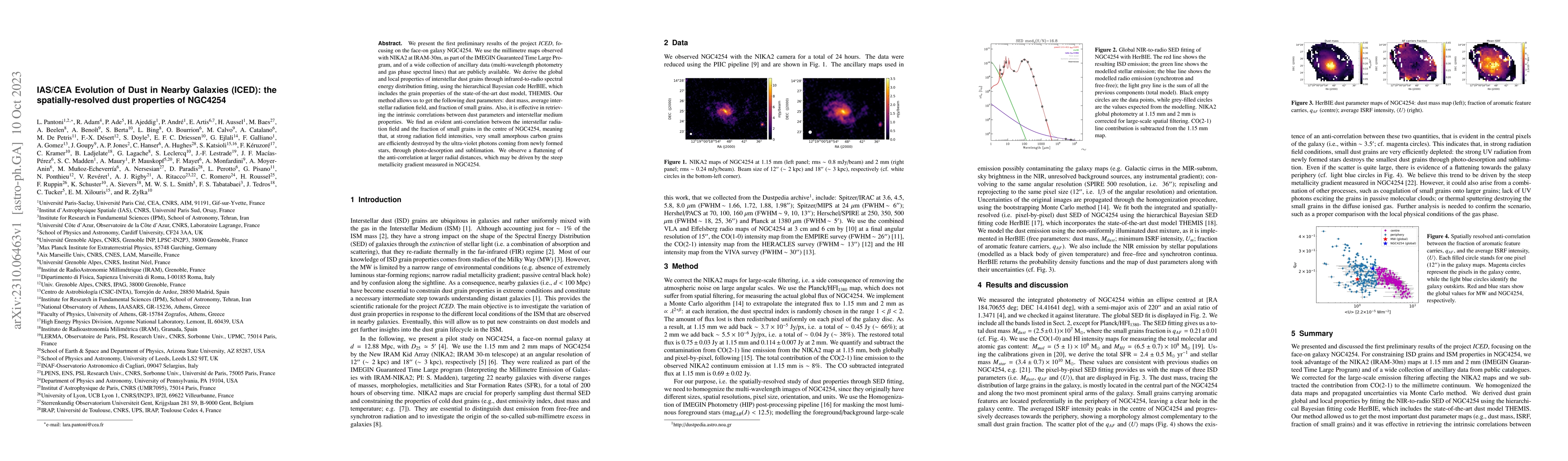 Thumbnail for IAS/CEA Evolution of Dust in Nearby Galaxies (ICED): the
  spatially-resolved dust properties of NGC4254