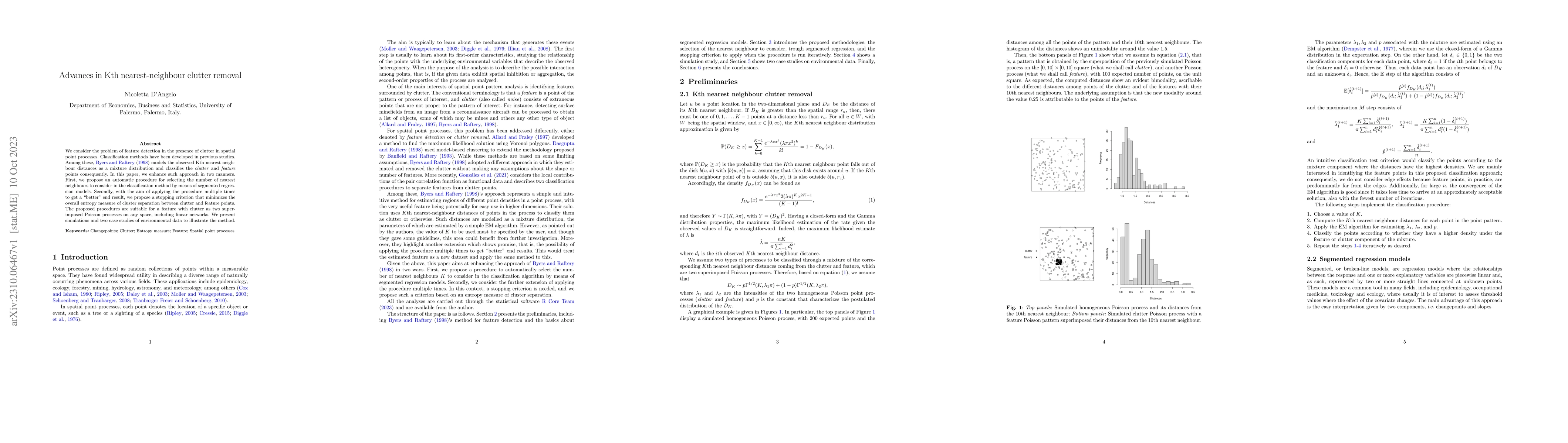 Thumbnail for Advances in Kth nearest-neighbour clutter removal