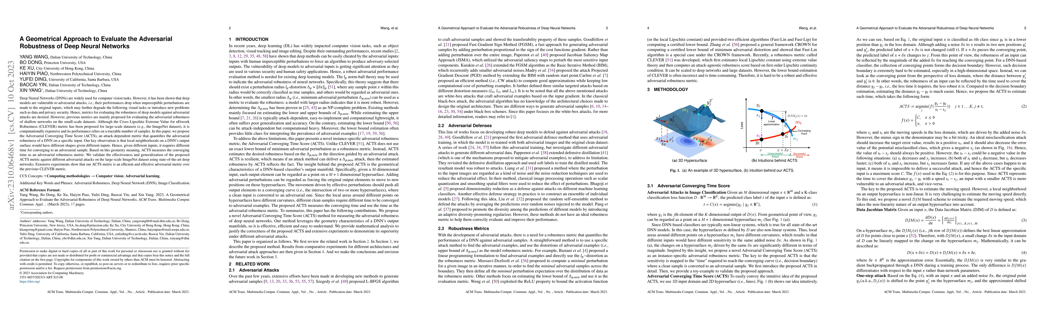Thumbnail for A Geometrical Approach to Evaluate the Adversarial Robustness of Deep
  Neural Networks