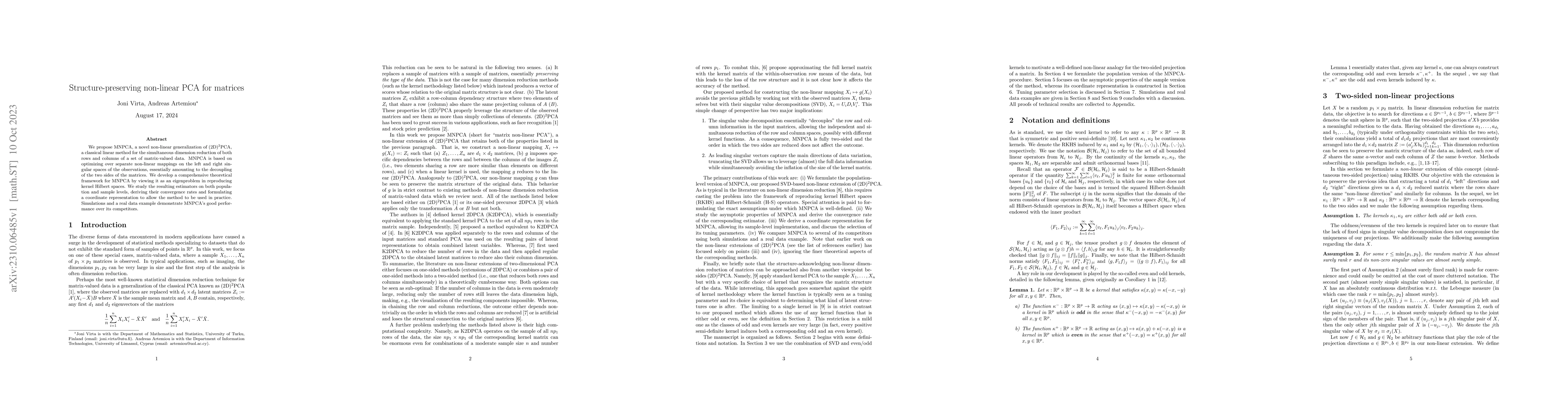 Thumbnail for Structure-preserving non-linear PCA for matrices