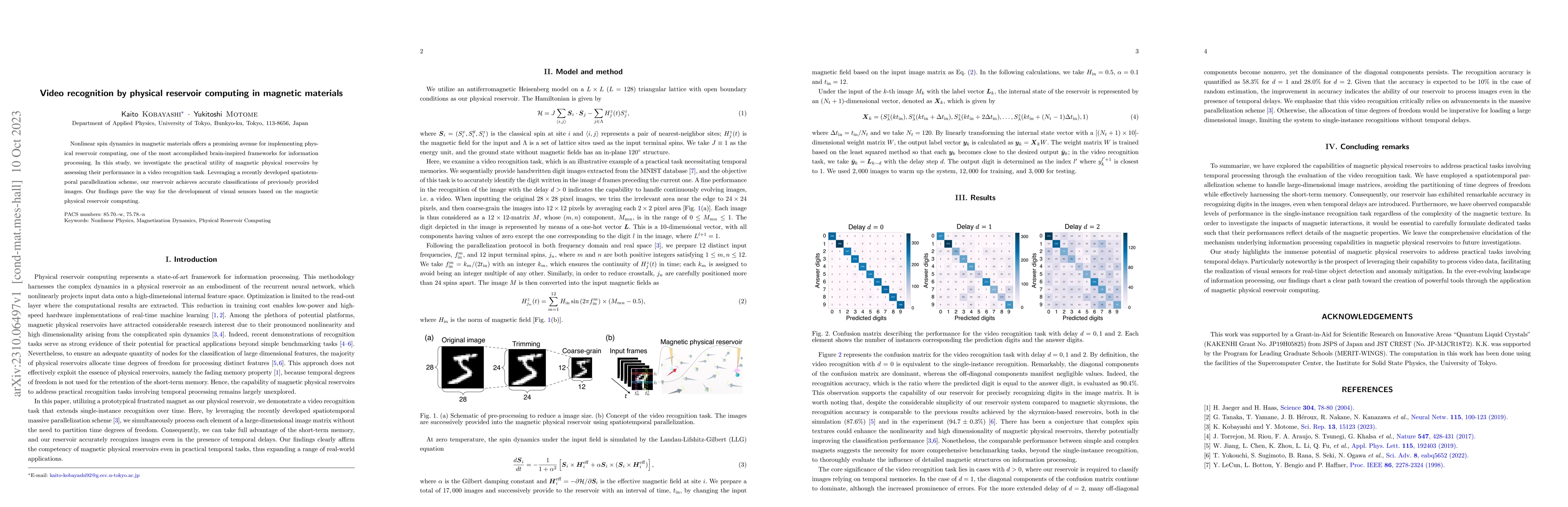 Thumbnail for Video recognition by physical reservoir computing in magnetic materials