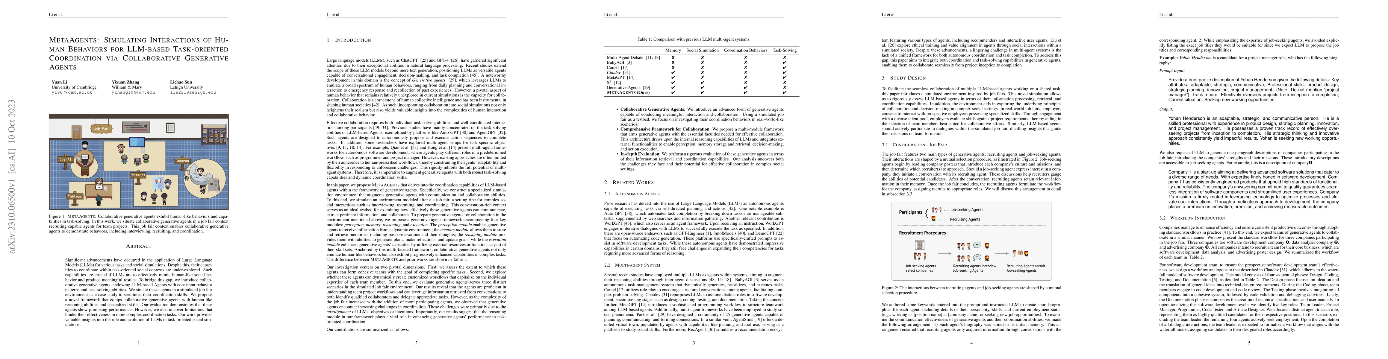 Thumbnail for MetaAgents: Simulating Interactions of Human Behaviors for LLM-based
  Task-oriented Coordination via Collaborative Generative Agents