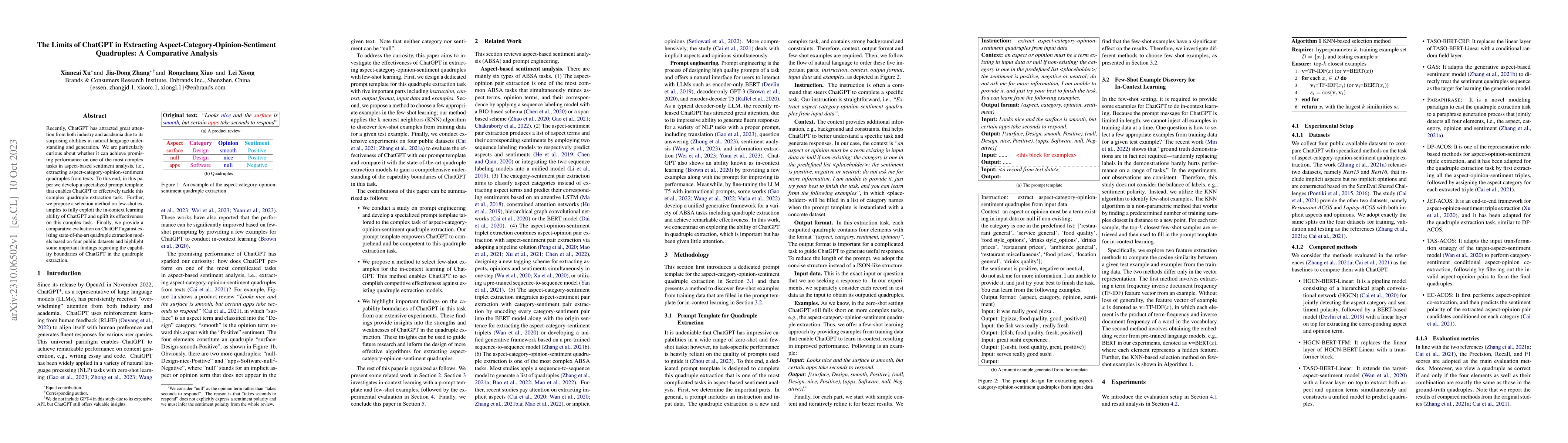 Thumbnail for The Limits of ChatGPT in Extracting Aspect-Category-Opinion-Sentiment
  Quadruples: A Comparative Analysis