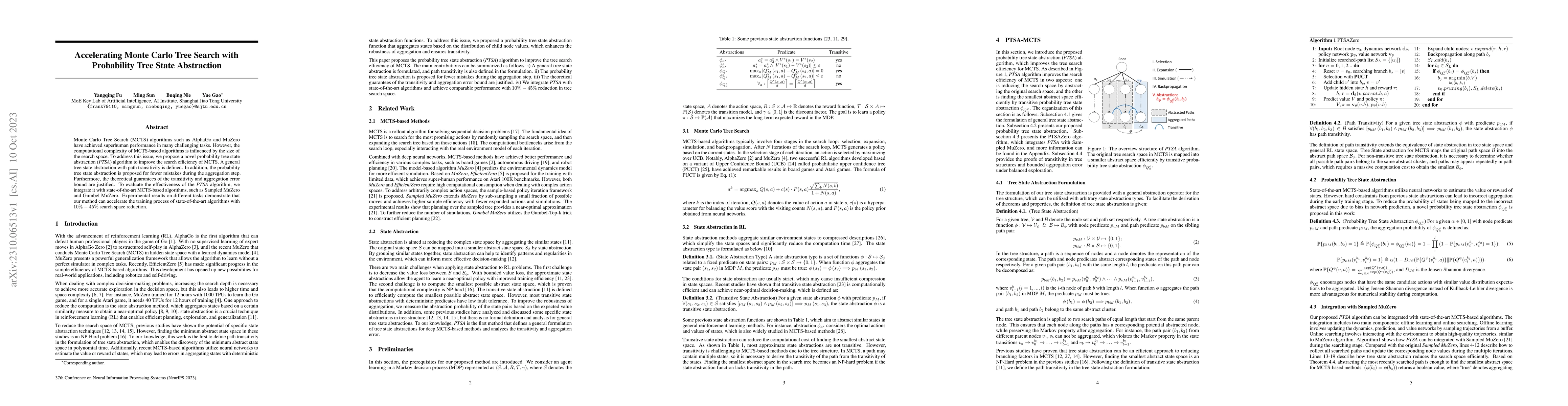 Thumbnail for Accelerating Monte Carlo Tree Search with Probability Tree State
  Abstraction