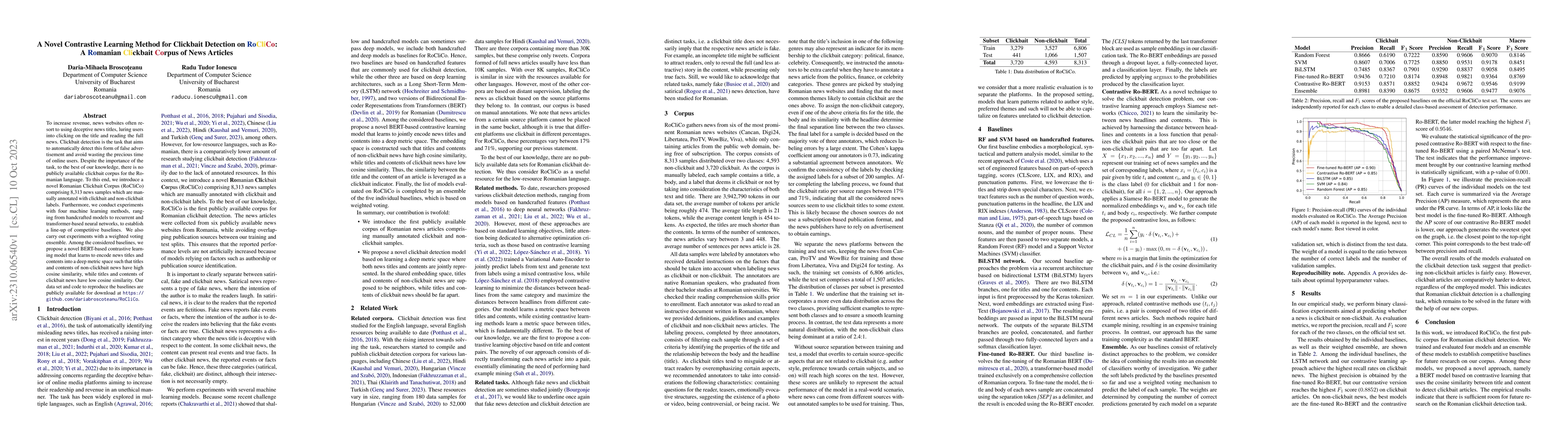 Thumbnail for A Novel Contrastive Learning Method for Clickbait Detection on RoCliCo:
  A Romanian Clickbait Corpus of News Articles