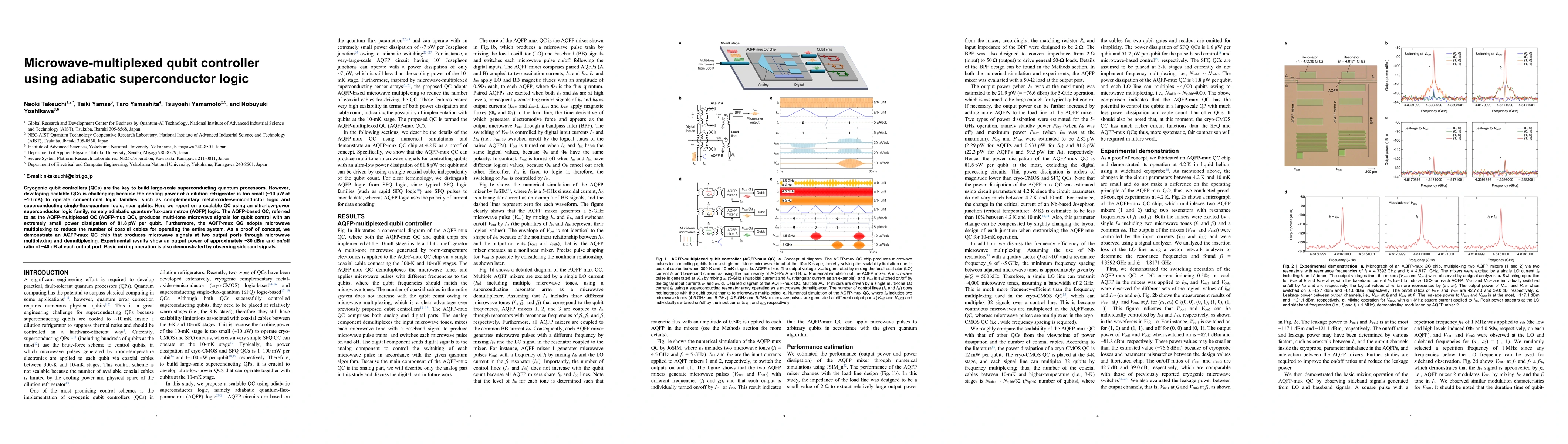 Thumbnail for Microwave-multiplexed qubit controller using adiabatic superconductor
  logic