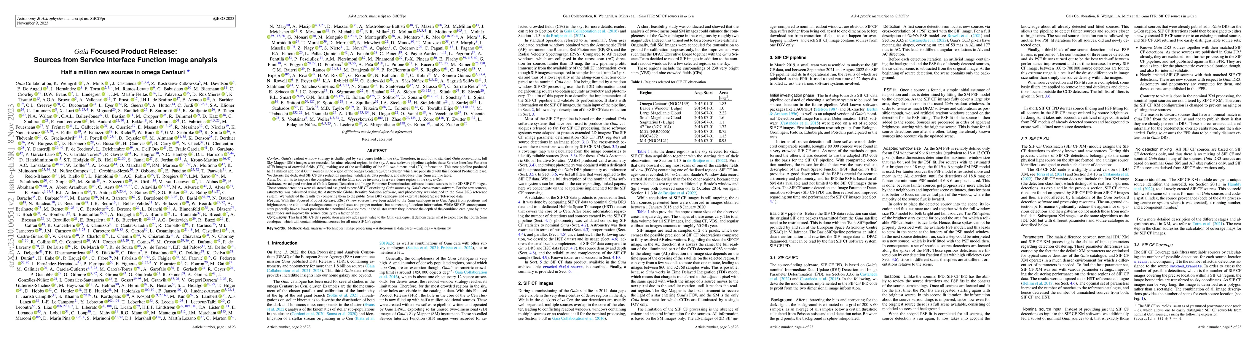 Thumbnail for Gaia Focused Product Release: Sources from Service Interface Function
  image analysis -- Half a million new sources in omega Centauri