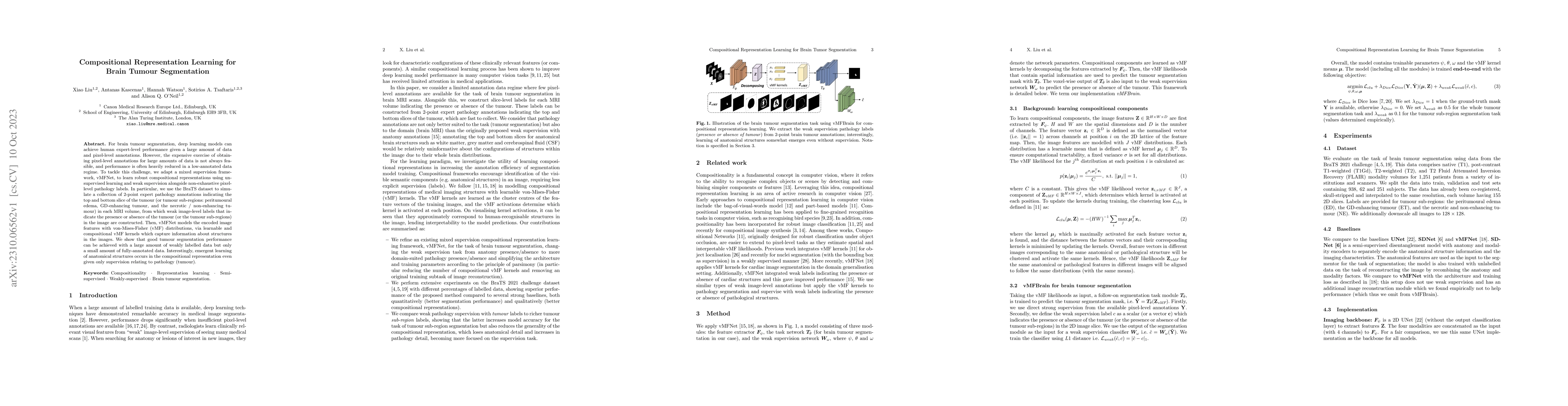 Thumbnail for Compositional Representation Learning for Brain Tumour Segmentation
