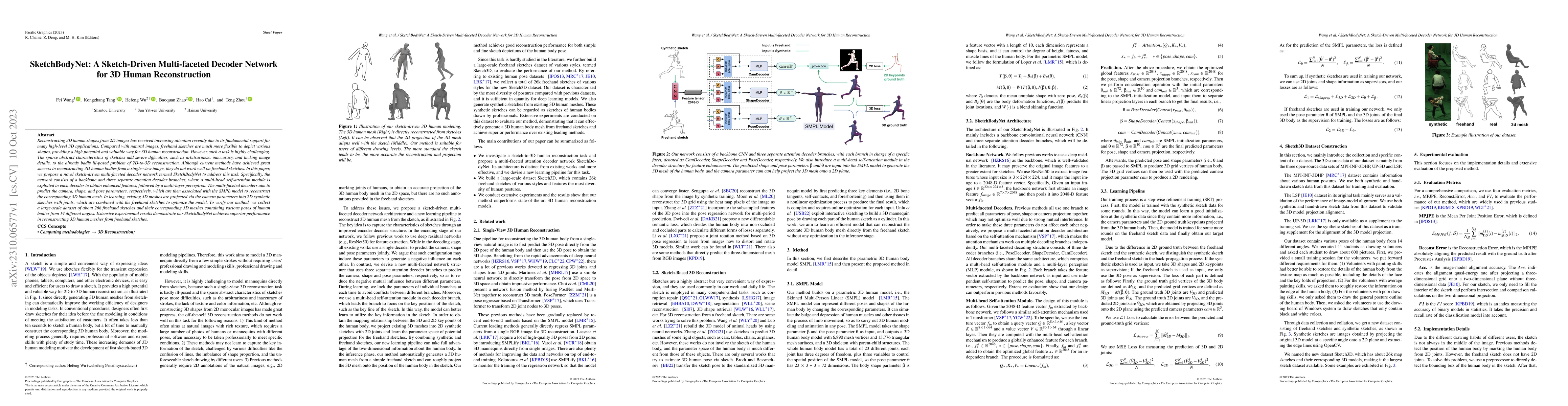 Thumbnail for SketchBodyNet: A Sketch-Driven Multi-faceted Decoder Network for 3D
  Human Reconstruction