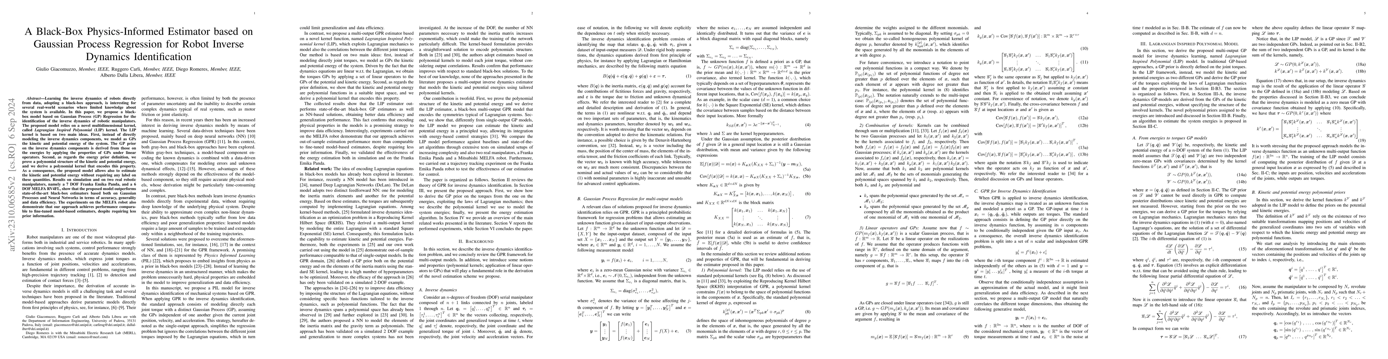 Thumbnail for A Black-Box Physics-Informed Estimator based on Gaussian Process
  Regression for Robot Inverse Dynamics Identification