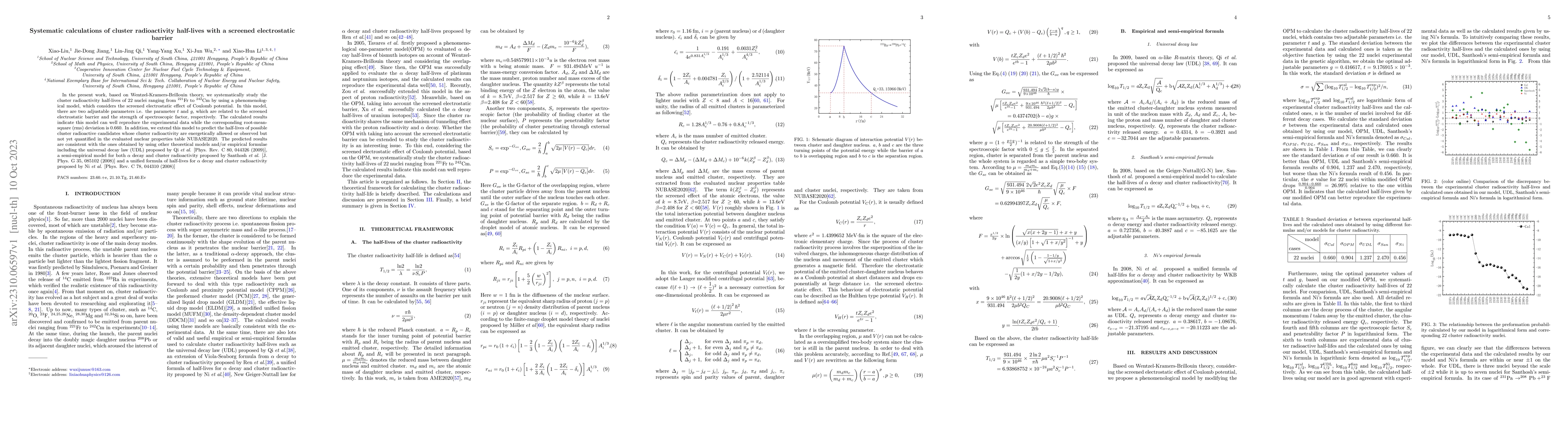 Thumbnail for Systematic calculations of cluster radioactivity half-lives with a
  screened electrostatic barrier