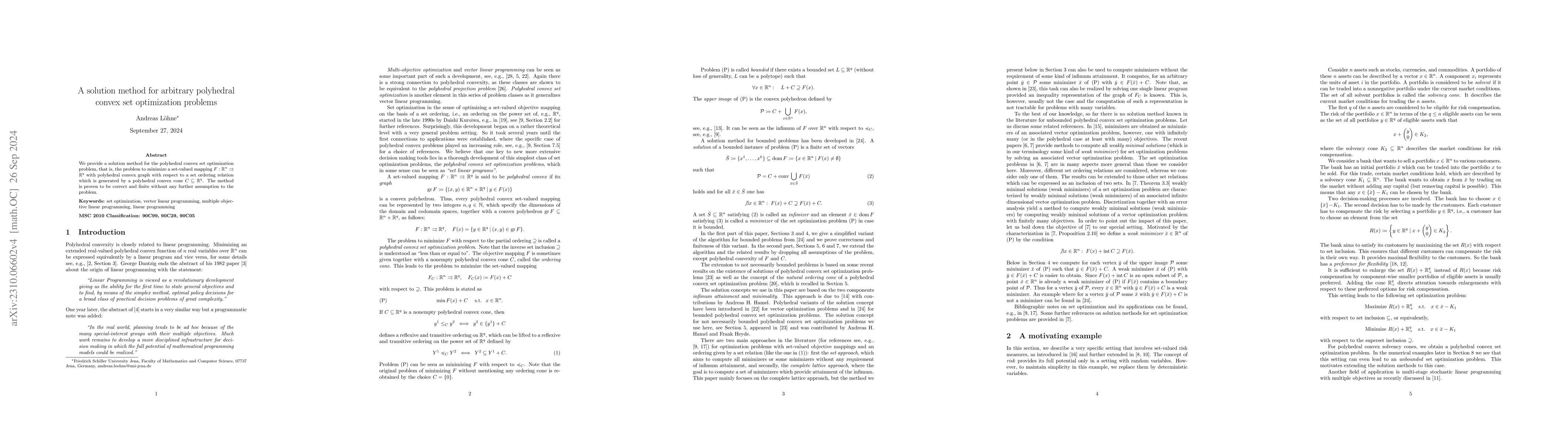Thumbnail for A solution method for arbitrary polyhedral convex set optimization
  problems