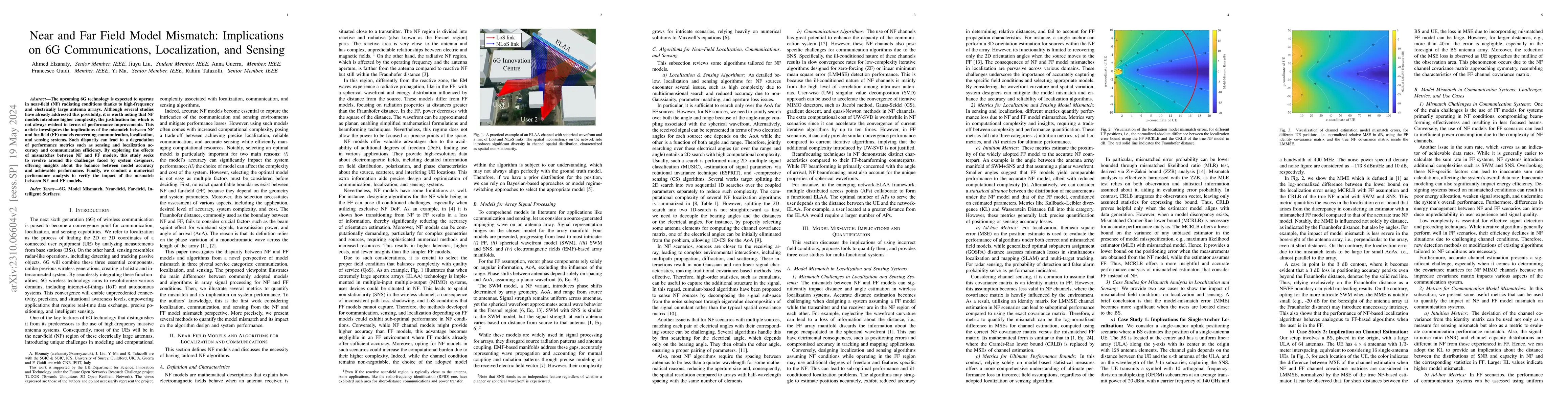 Thumbnail for Near and Far Field Model Mismatch: Implications on 6G Communications,
  Localization, and Sensing