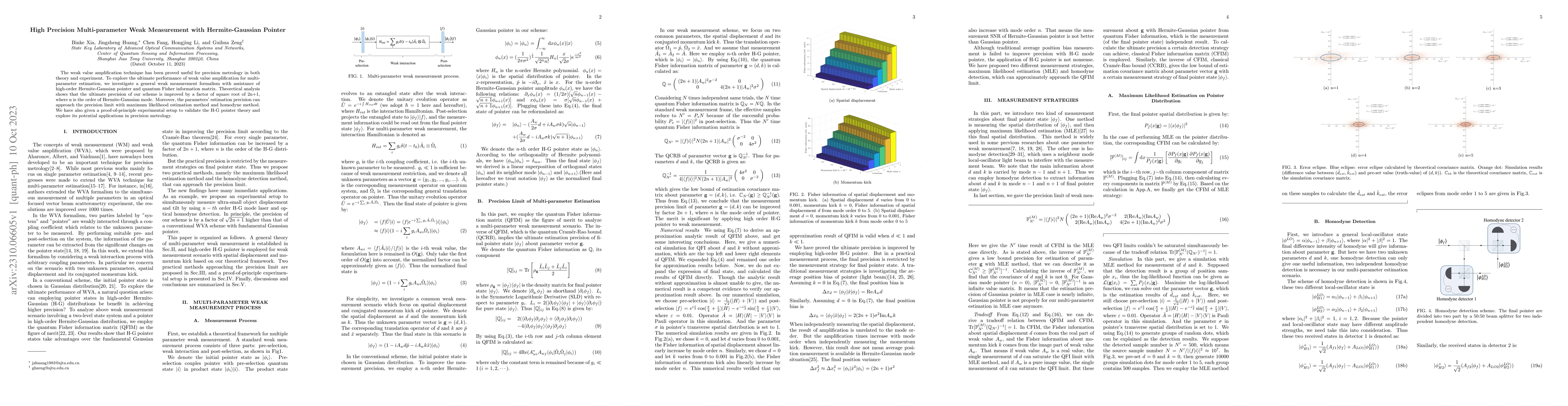 Thumbnail for High Precision Multi-parameter Weak Measurement with Hermite-Gaussian
  Pointer