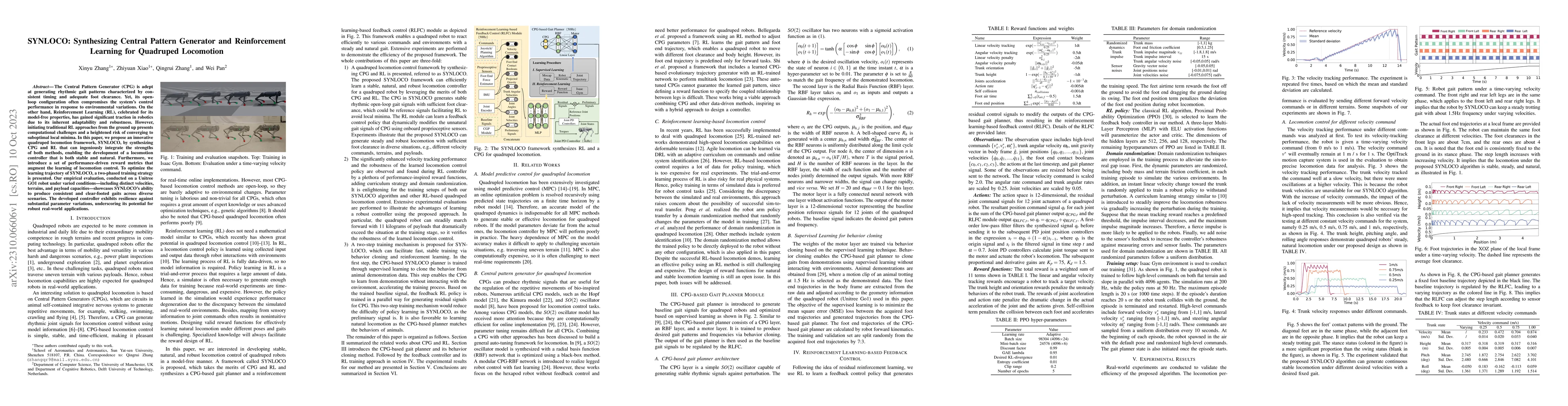 Thumbnail for SYNLOCO: Synthesizing Central Pattern Generator and Reinforcement
  Learning for Quadruped Locomotion