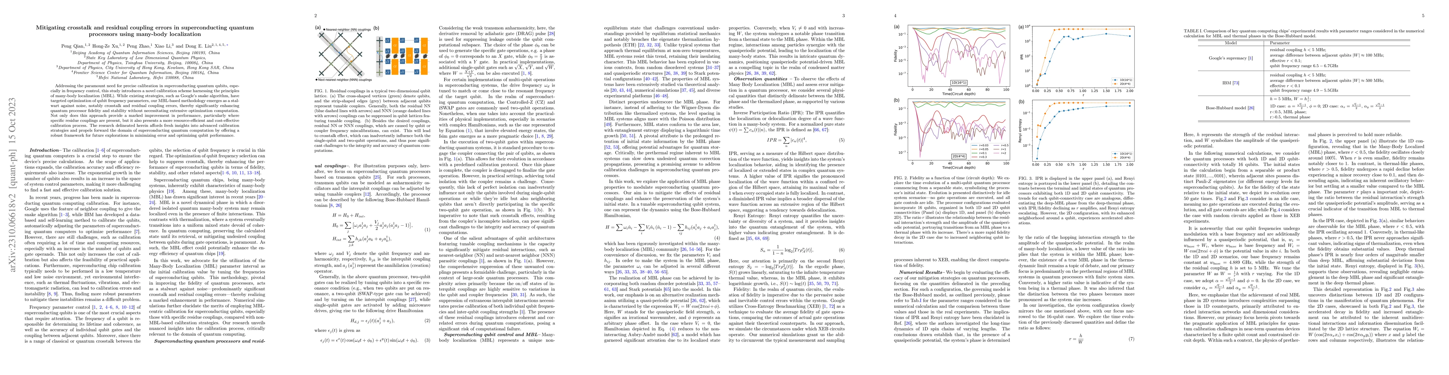 Thumbnail for Mitigating crosstalk and residual coupling errors in superconducting
  quantum processors using many-body localization