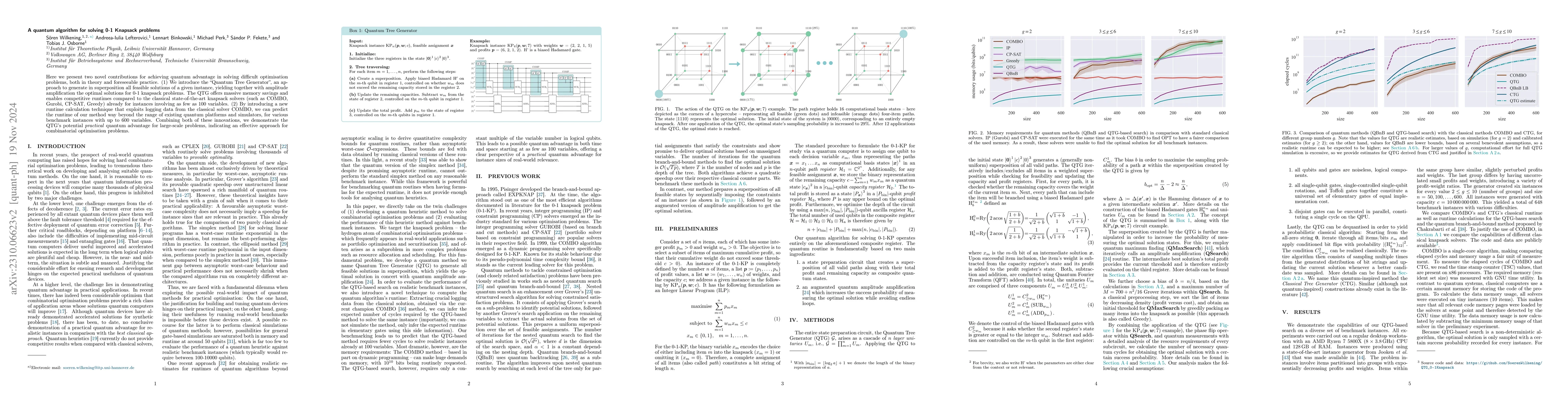 Thumbnail for A quantum algorithm for the solution of the 0-1 Knapsack problem