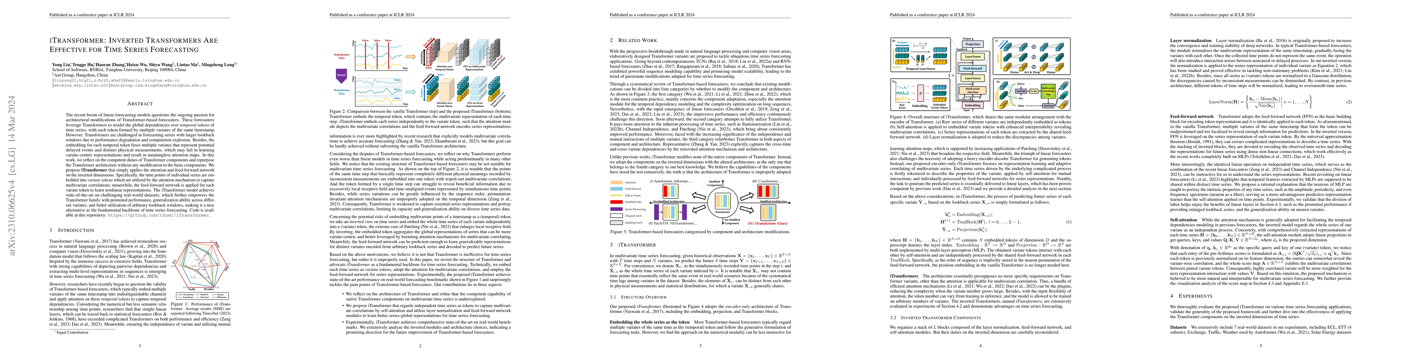 Thumbnail for iTransformer: Inverted Transformers Are Effective for Time Series
  Forecasting