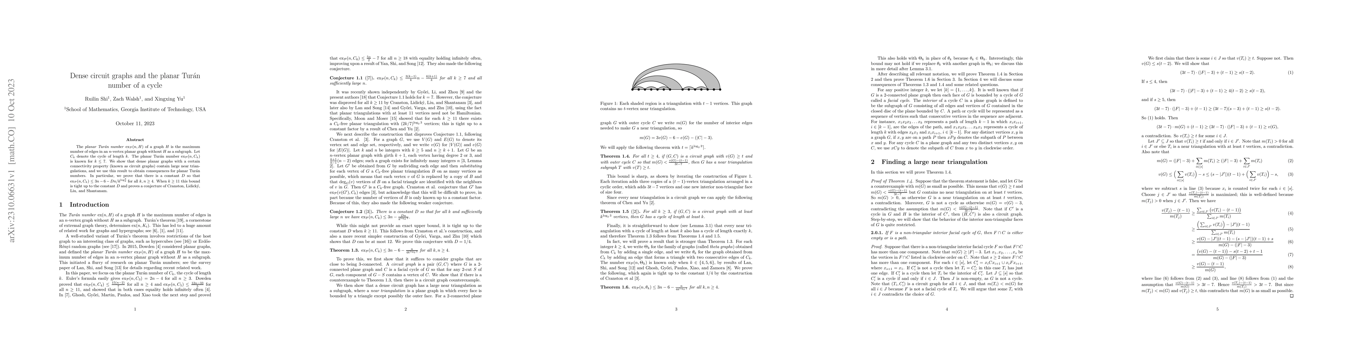 Thumbnail for Dense circuit graphs and the planar Tur\'an number of a cycle