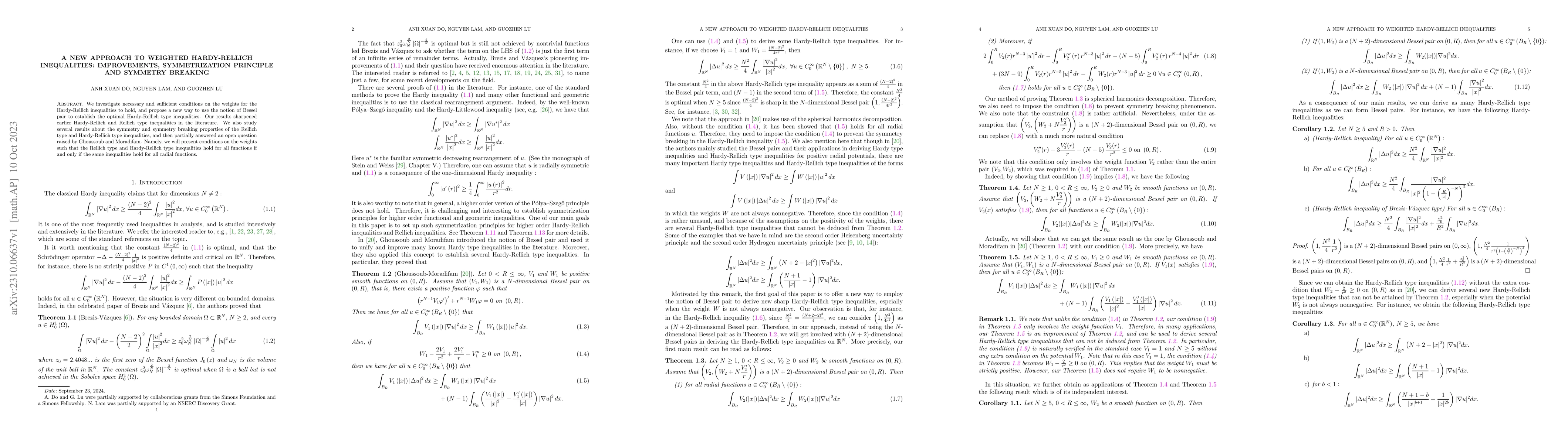 Thumbnail for A new approach to weighted Hardy-Rellich inequalities: improvements,
  symmetrization principle and symmetry breaking