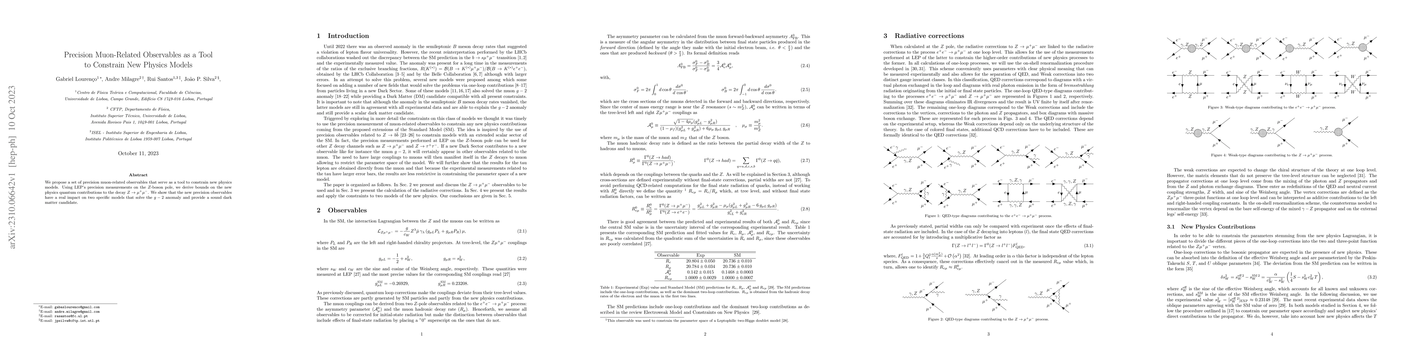 Thumbnail for Precision Muon-Related Observables as a Tool to Constrain New Physics
  Models