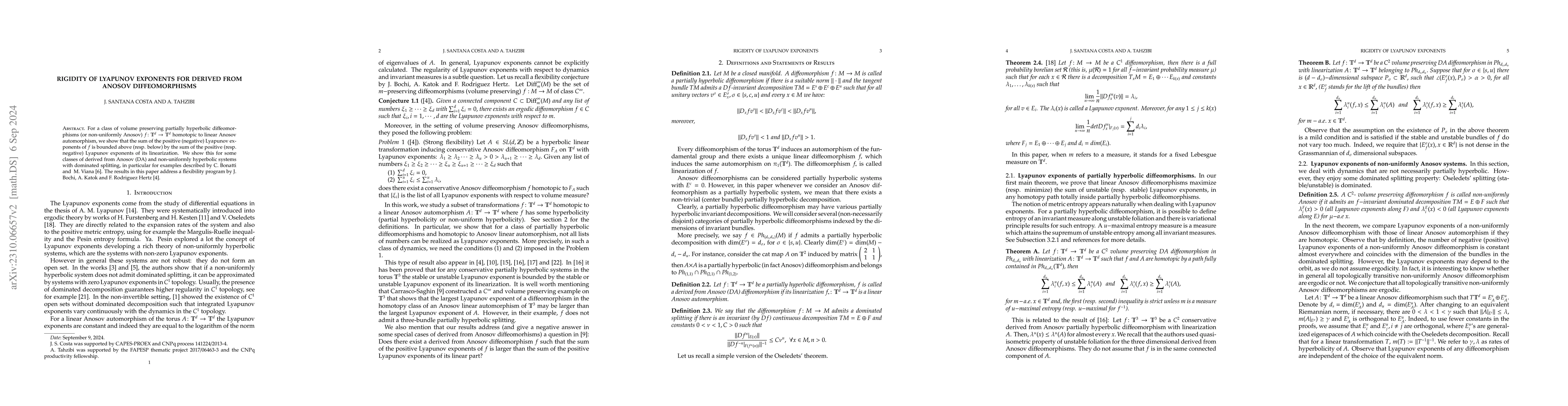 Thumbnail for Rigidity of Lyapunov exponents for derived from Anosov diffeomorphisms