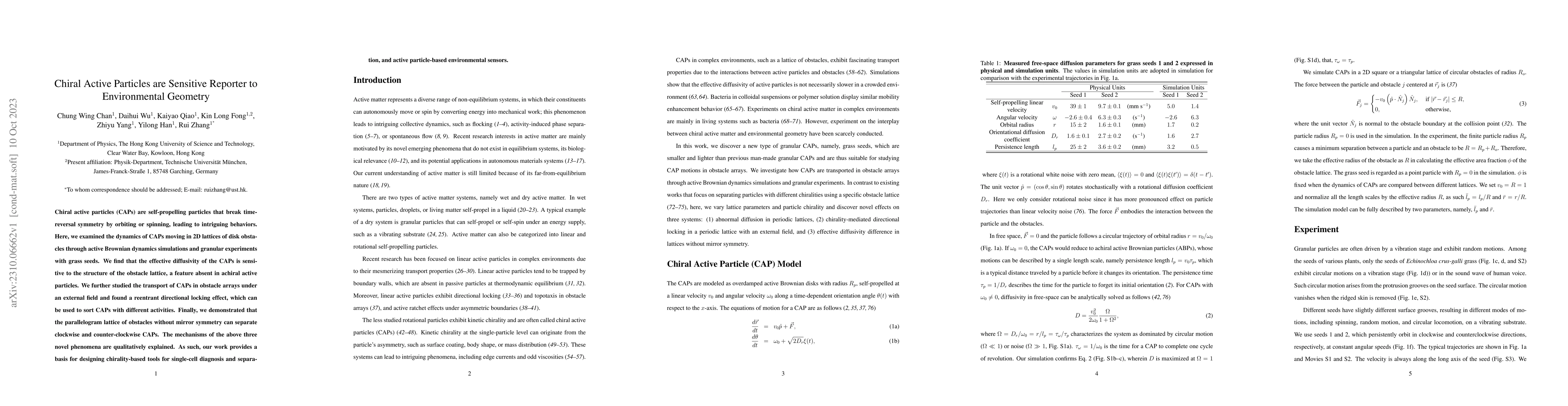 Thumbnail for Chiral Active Particles are Sensitive Reporter to Environmental Geometry
