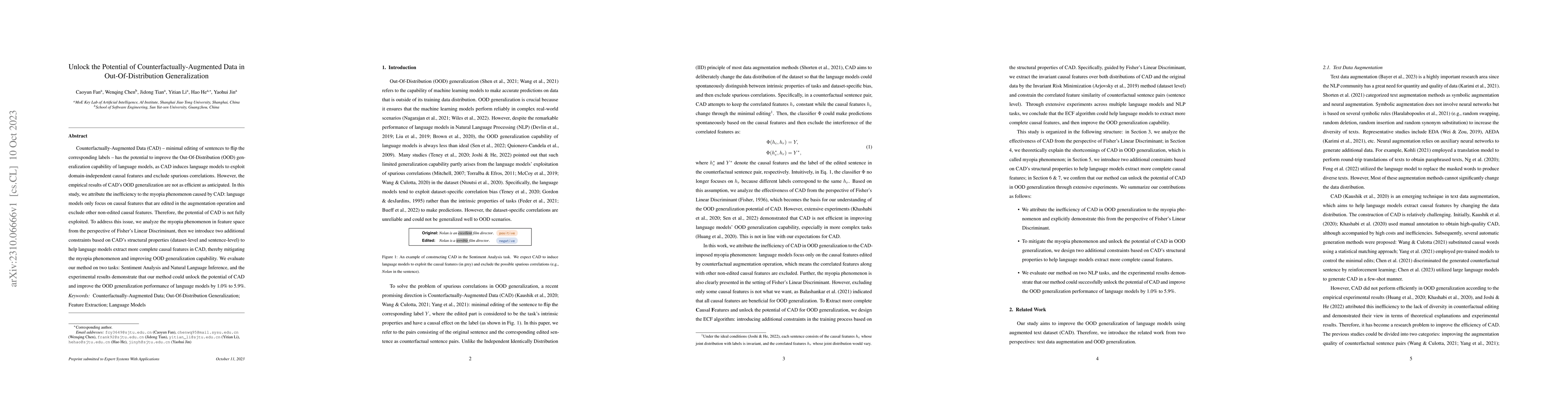 Thumbnail for Unlock the Potential of Counterfactually-Augmented Data in
  Out-Of-Distribution Generalization