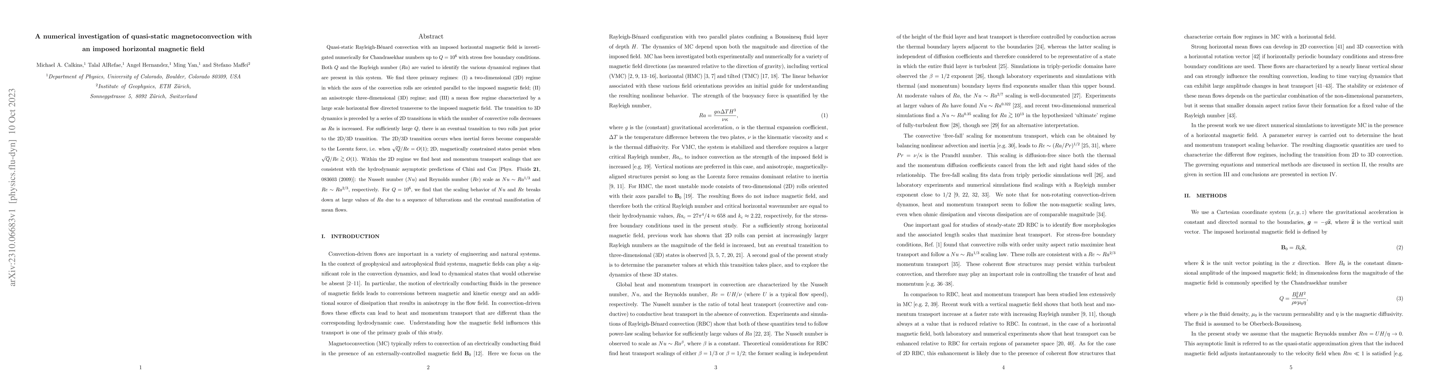 Thumbnail for A numerical investigation of quasi-static magnetoconvection with an
  imposed horizontal magnetic field