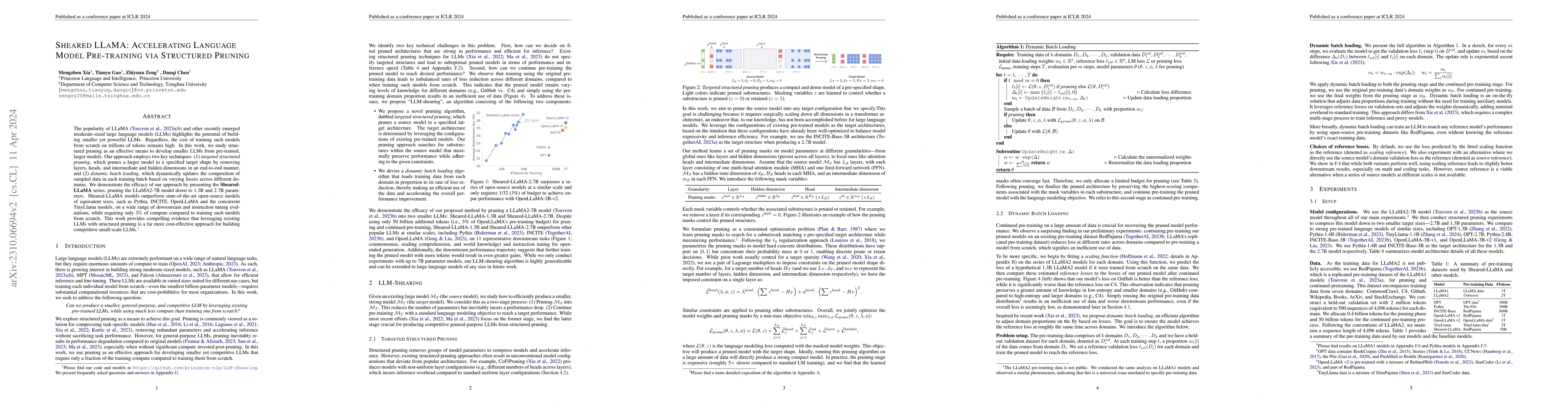 Thumbnail for Sheared LLaMA: Accelerating Language Model Pre-training via Structured
  Pruning