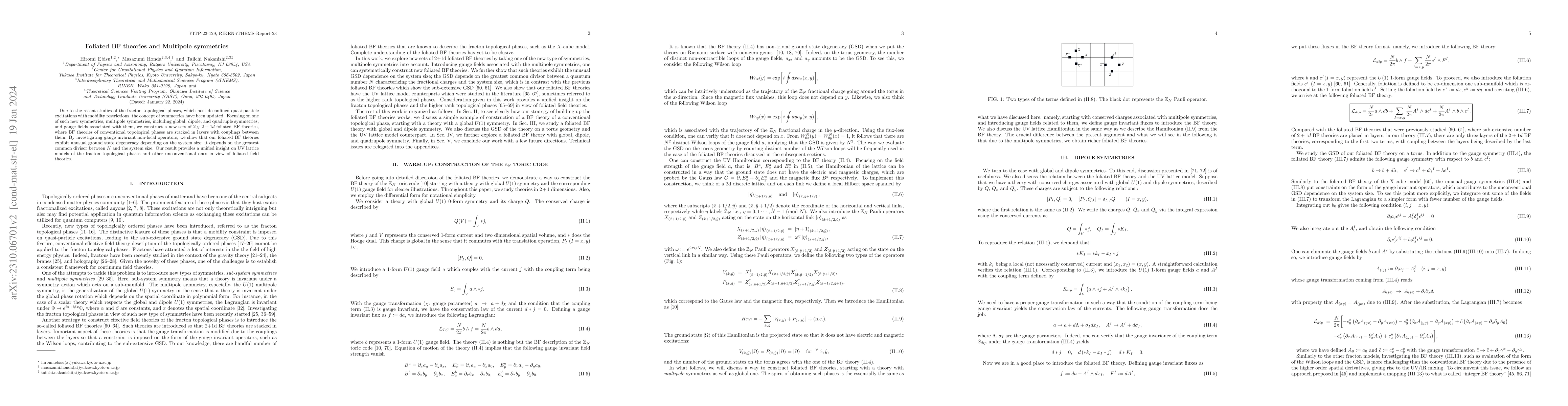 Thumbnail for Foliated BF theories and Multipole symmetries