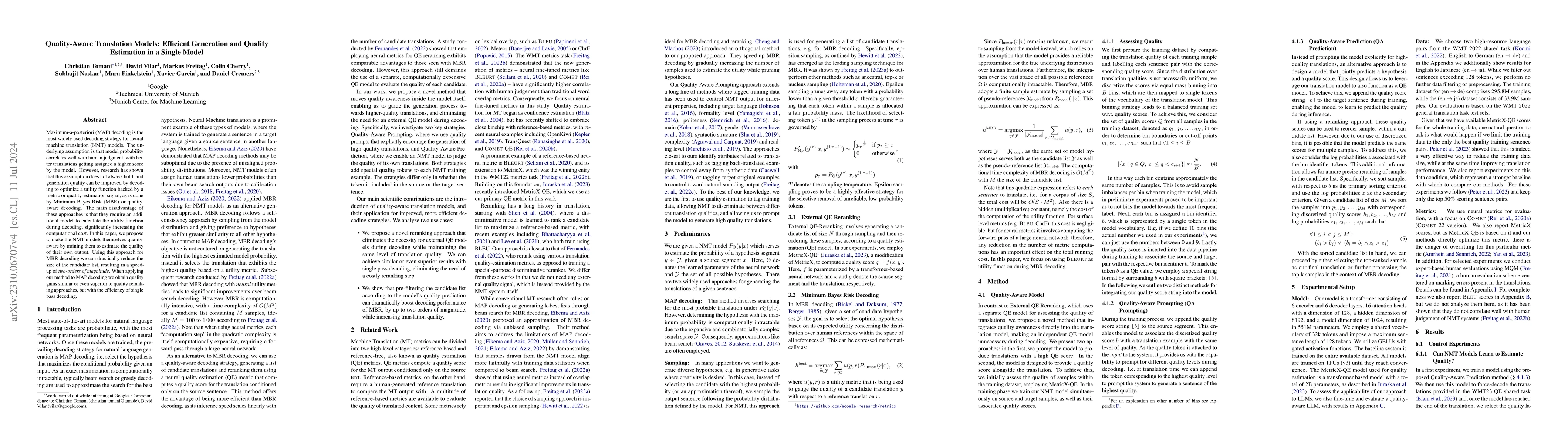 Thumbnail for Quality-Aware Translation Models: Efficient Generation and Quality
  Estimation in a Single Model