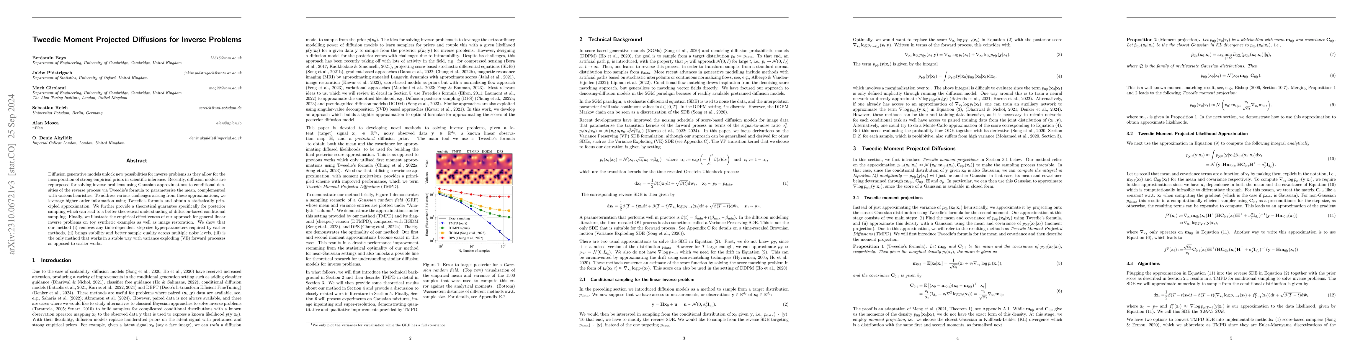 Thumbnail for Tweedie Moment Projected Diffusions For Inverse Problems