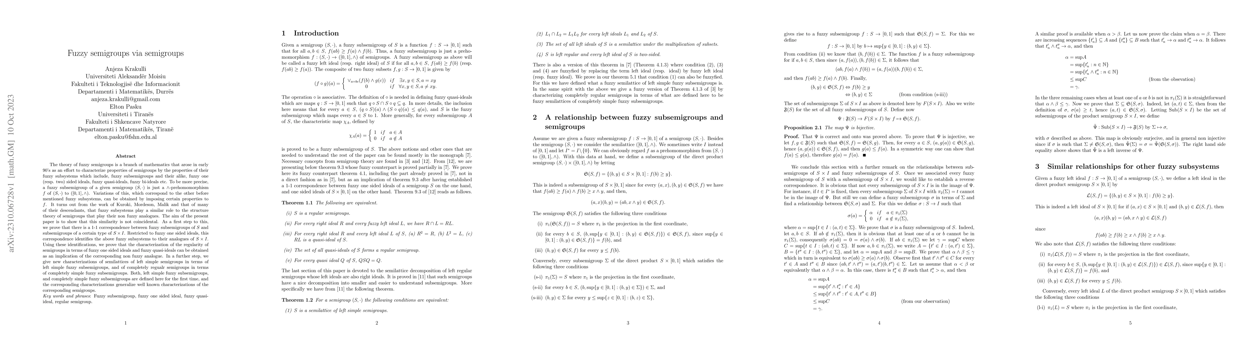 Thumbnail for Fuzzy semigroups via semigroups