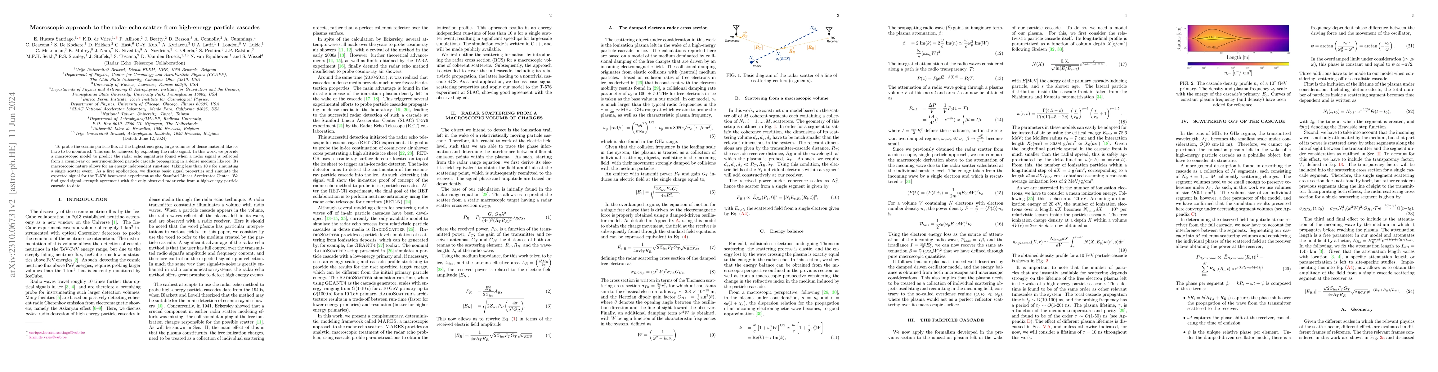Thumbnail for Macroscopic approach to the radar echo scatter from high-energy particle
  cascades