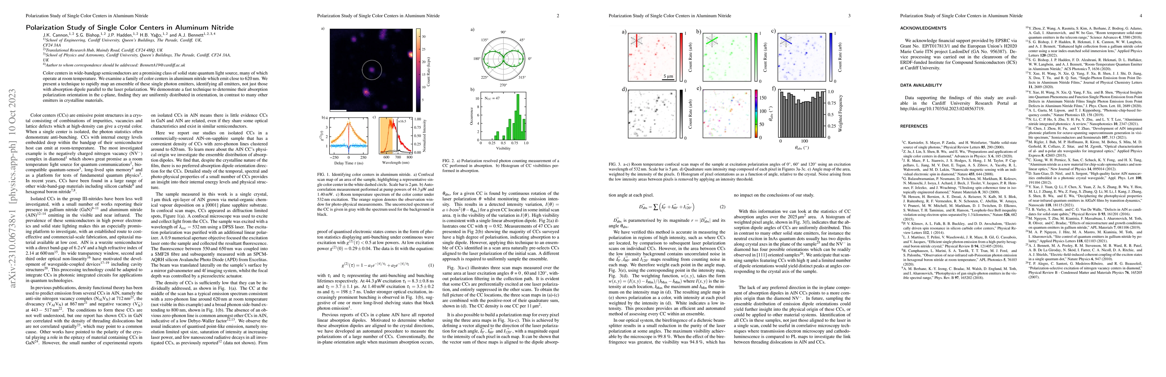 Thumbnail for Polarization study of single color centers in aluminum nitride