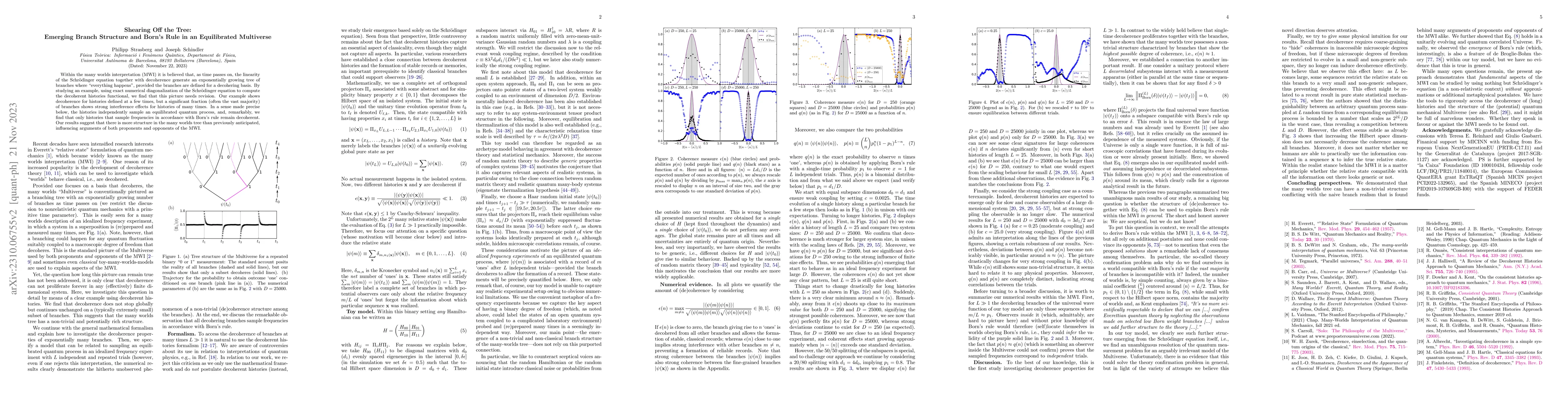 Thumbnail for Shearing Off the Tree: Emerging Branch Structure and Born's Rule in an
  Equilibrated Multiverse