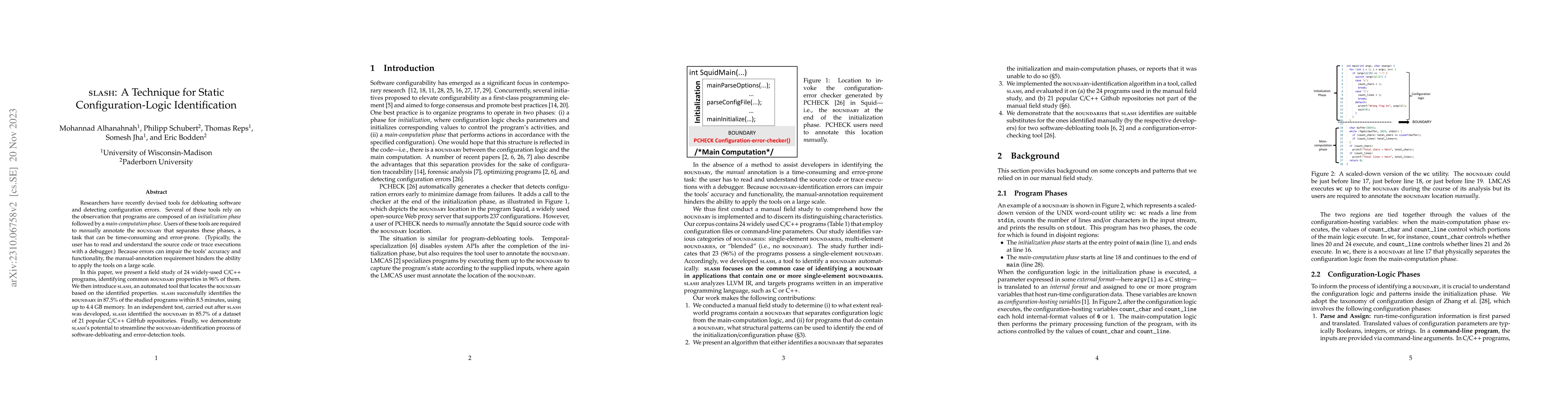 Thumbnail for slash: A Technique for Static Configuration-Logic Identification