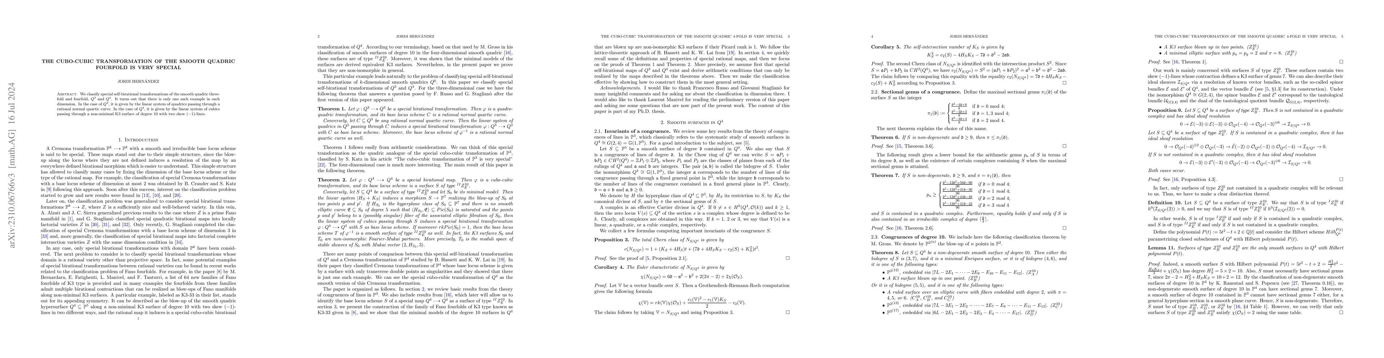 Thumbnail for The cubo-cubic transformation of the smooth quadric fourfold is very
  special