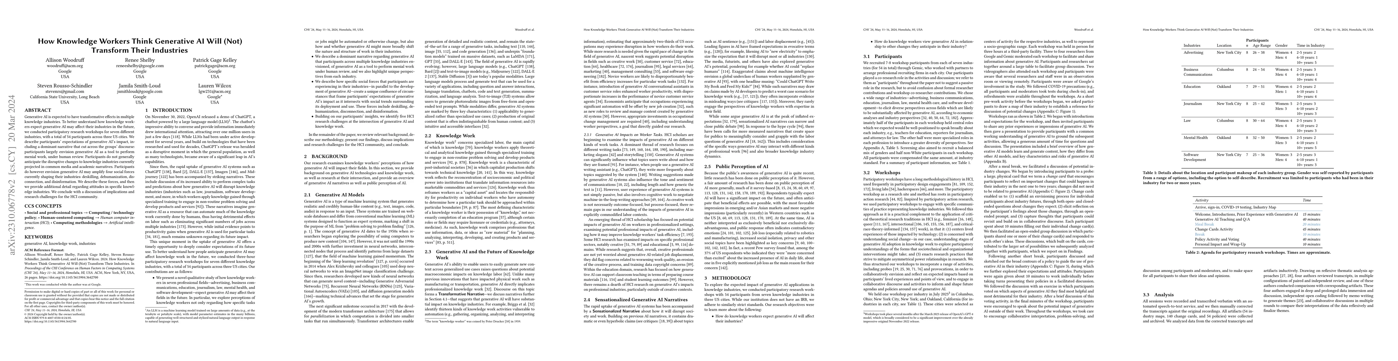 Thumbnail for How Knowledge Workers Think Generative AI Will (Not) Transform Their
  Industries