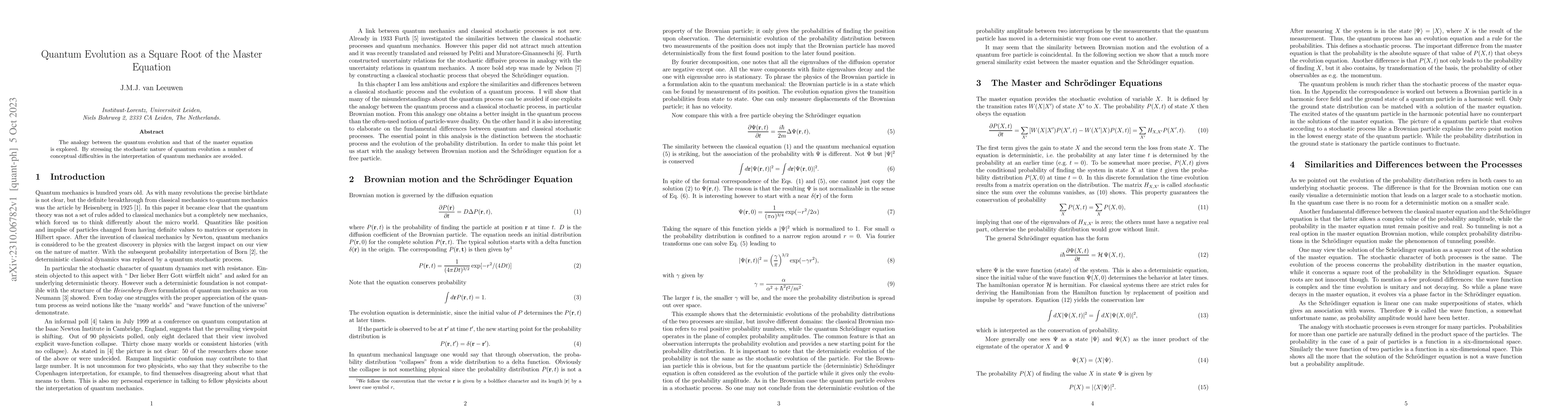 Thumbnail for Quantum Evolution as a Square Root of the Master Equation