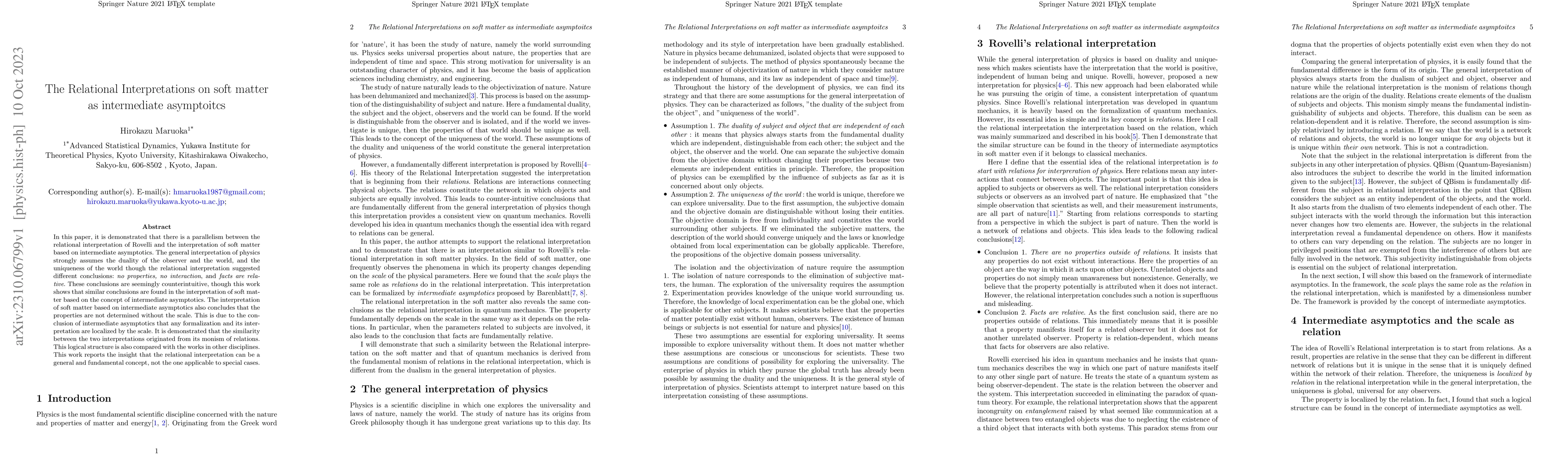Thumbnail for The Relational Interpretations on soft matter as intermediate
  asymptoitcs